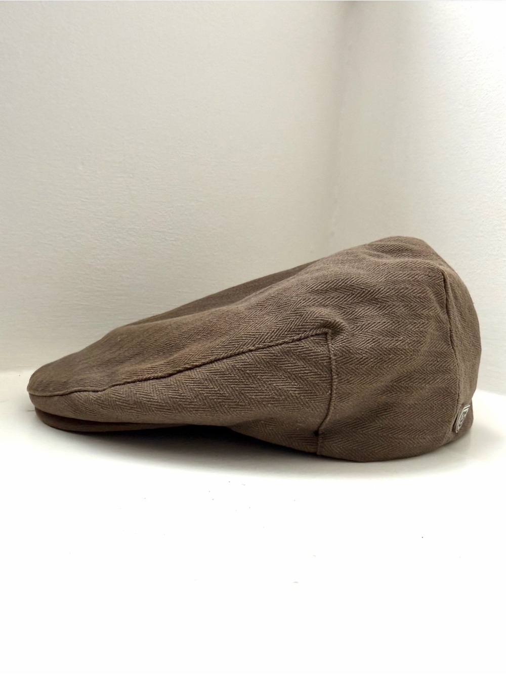 Brixton Hooligan Herringbone Flat Cap Hat Size Medium 7 1/4 Brown Khaki Cotton